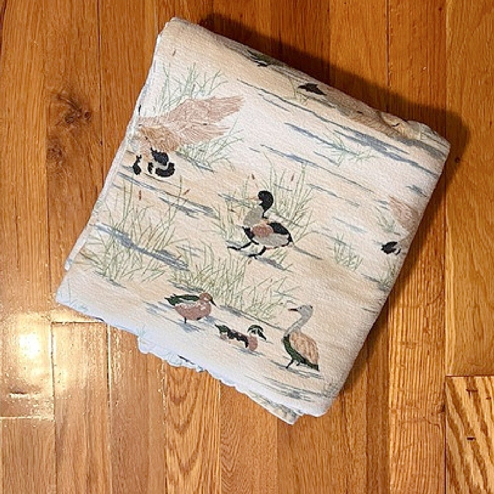 Vintage FLANNEL Full Flat sheet with mallard ducks